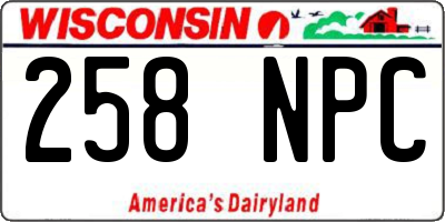 WI license plate 258NPC