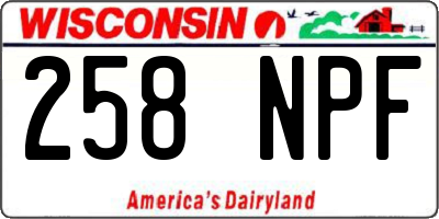 WI license plate 258NPF
