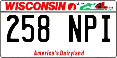WI license plate 258NPI