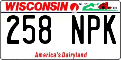WI license plate 258NPK