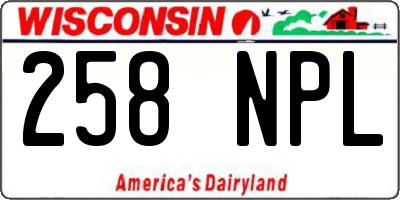 WI license plate 258NPL