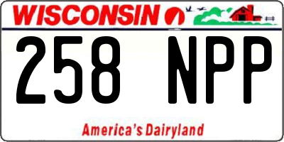 WI license plate 258NPP