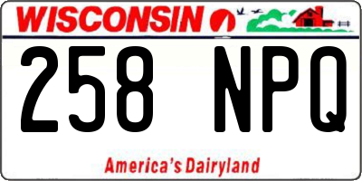 WI license plate 258NPQ