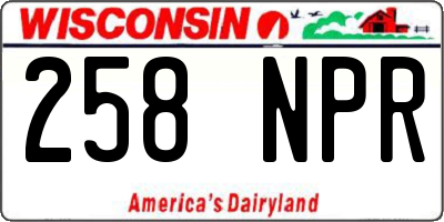 WI license plate 258NPR