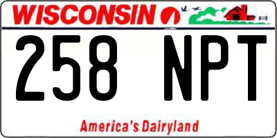 WI license plate 258NPT