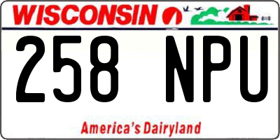 WI license plate 258NPU