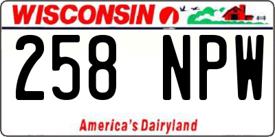 WI license plate 258NPW