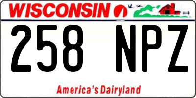 WI license plate 258NPZ