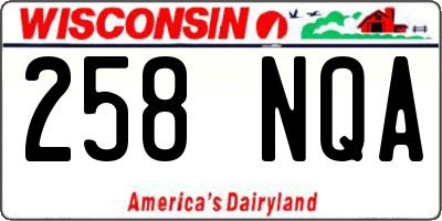 WI license plate 258NQA