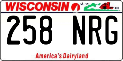WI license plate 258NRG