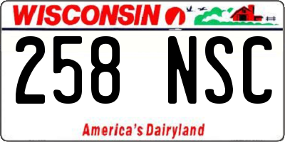 WI license plate 258NSC