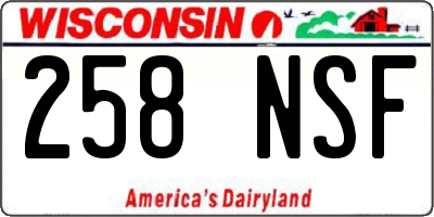 WI license plate 258NSF