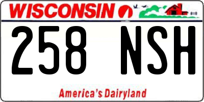 WI license plate 258NSH
