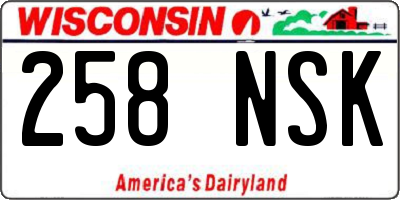 WI license plate 258NSK