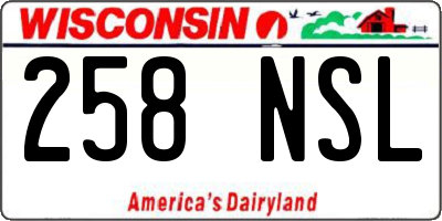 WI license plate 258NSL