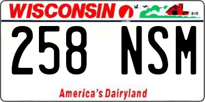 WI license plate 258NSM
