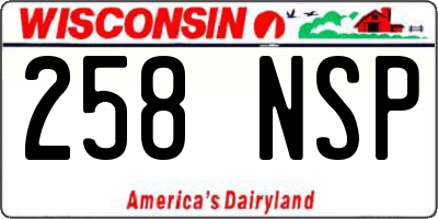 WI license plate 258NSP