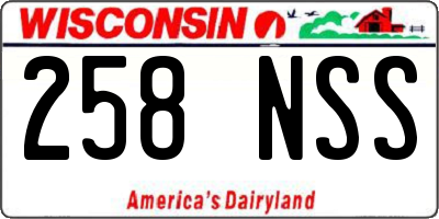 WI license plate 258NSS