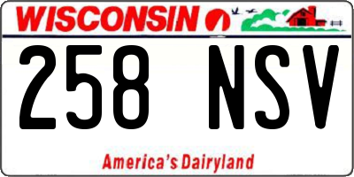 WI license plate 258NSV