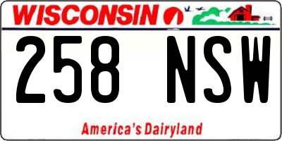 WI license plate 258NSW