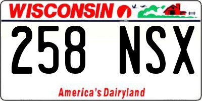 WI license plate 258NSX