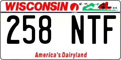 WI license plate 258NTF