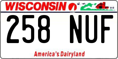 WI license plate 258NUF