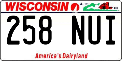 WI license plate 258NUI
