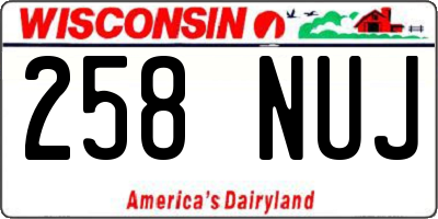 WI license plate 258NUJ