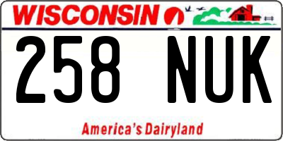 WI license plate 258NUK