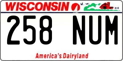 WI license plate 258NUM