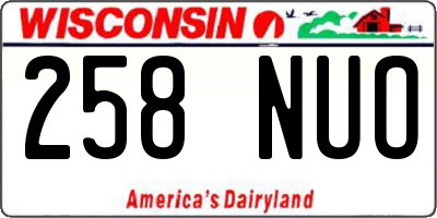 WI license plate 258NUO