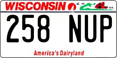 WI license plate 258NUP