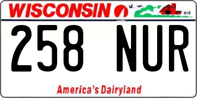 WI license plate 258NUR