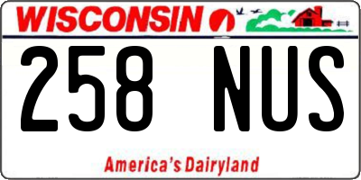 WI license plate 258NUS