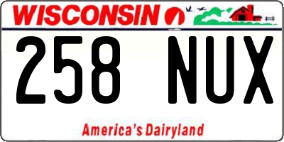 WI license plate 258NUX