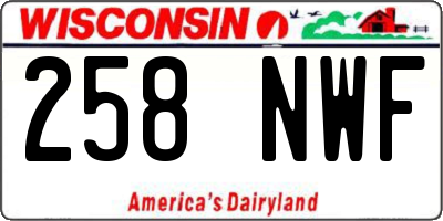 WI license plate 258NWF