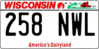 WI license plate 258NWL