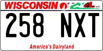 WI license plate 258NXT
