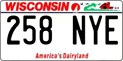 WI license plate 258NYE
