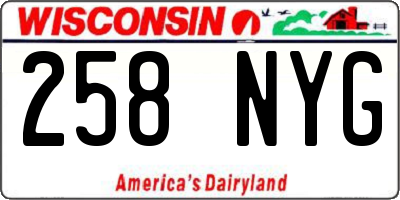 WI license plate 258NYG