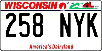 WI license plate 258NYK