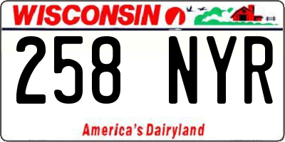 WI license plate 258NYR