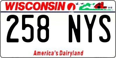 WI license plate 258NYS