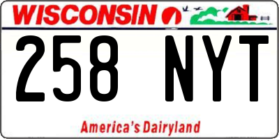 WI license plate 258NYT