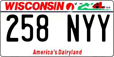 WI license plate 258NYY
