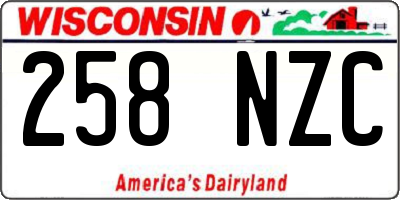 WI license plate 258NZC