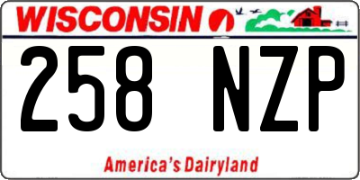 WI license plate 258NZP