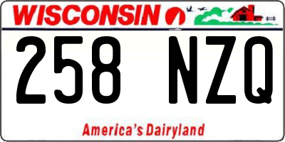 WI license plate 258NZQ