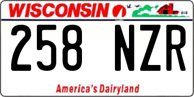 WI license plate 258NZR